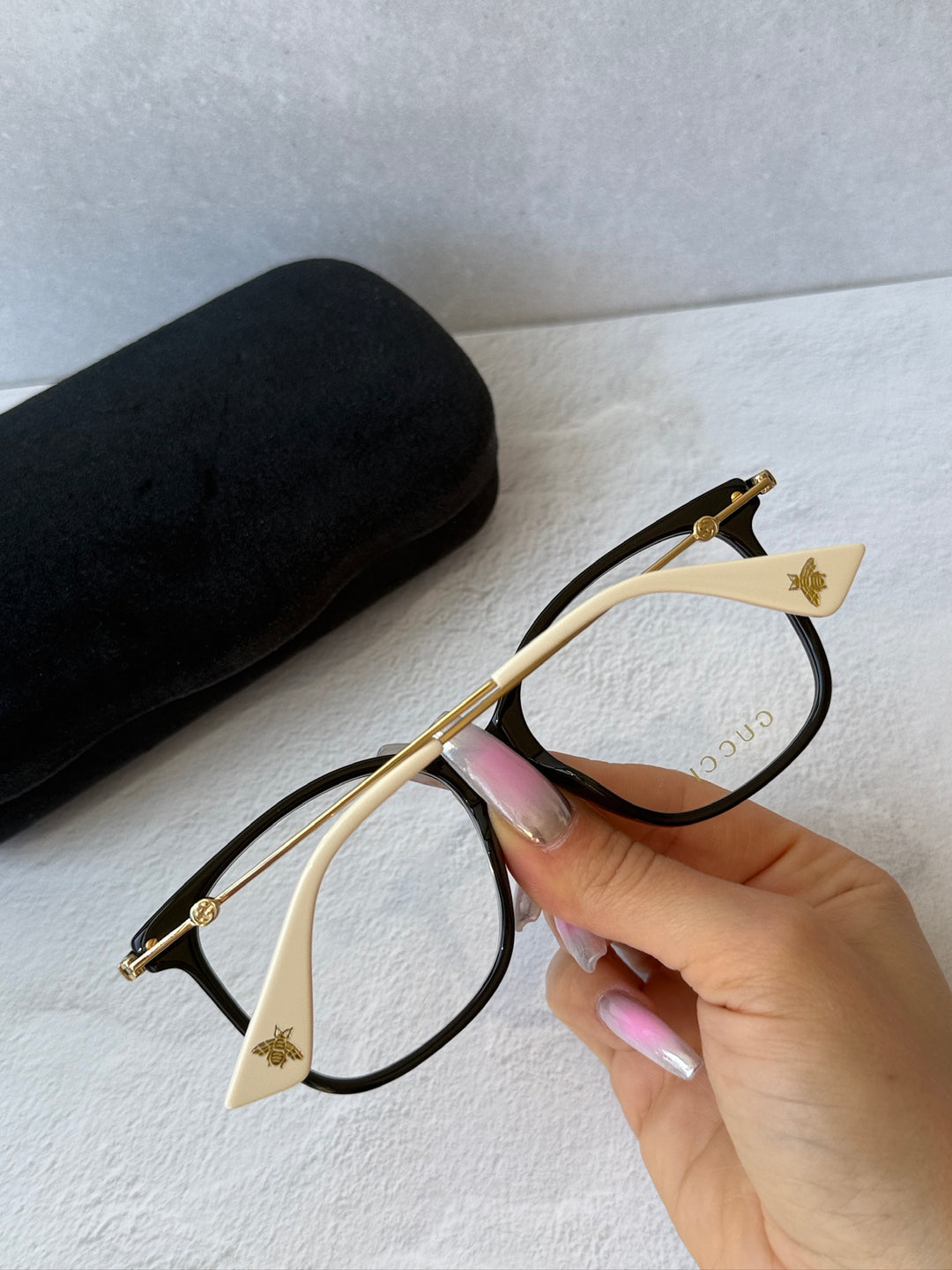 Gucci GG0512O Square Metal Leg Eyeglasses Frames in Black
