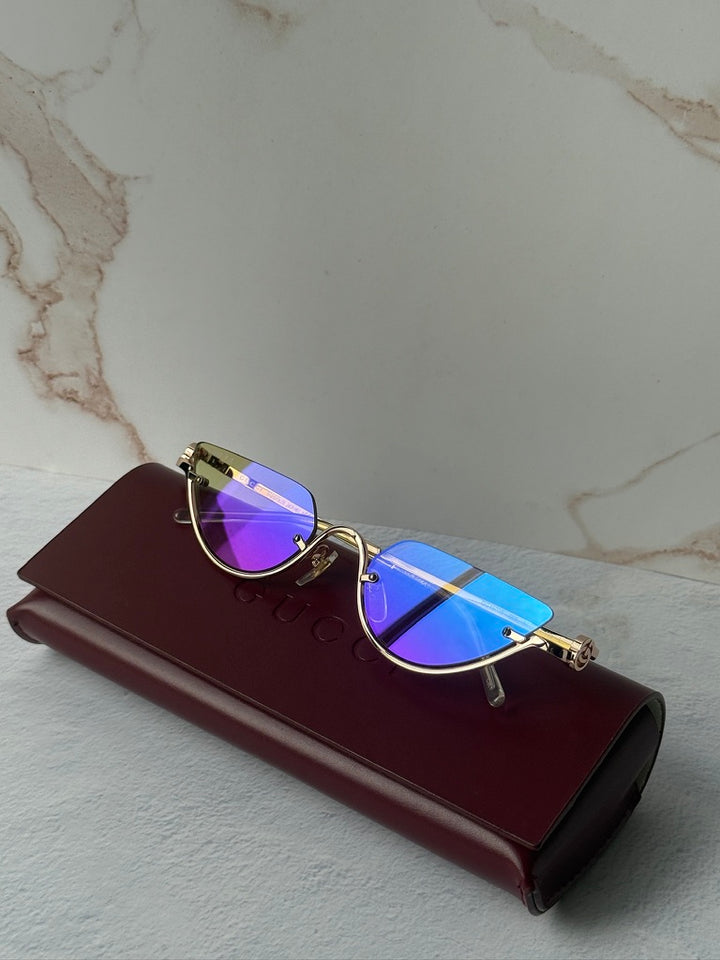 GG1603S Half Rim Sunglasses in Gold Pink Mirror