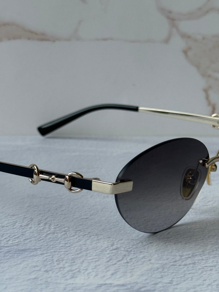 Gucci GG2051S Gold Grey Horsebit Oval Sunglasses