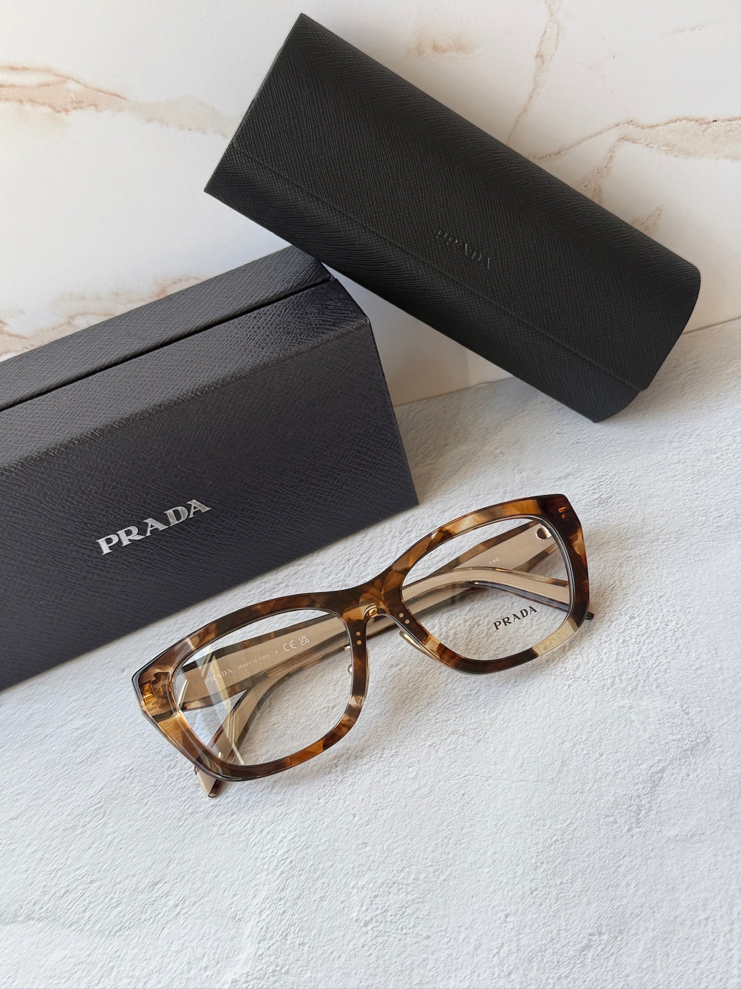 Prada PR D11VD Cat Eye Eyeglasses Frames in Havana Powder
