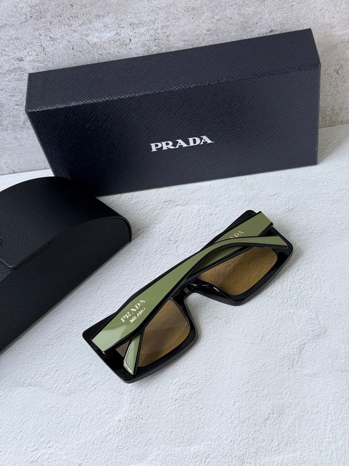 Prada PR D01S Square Sunglasses in Black Yellow
