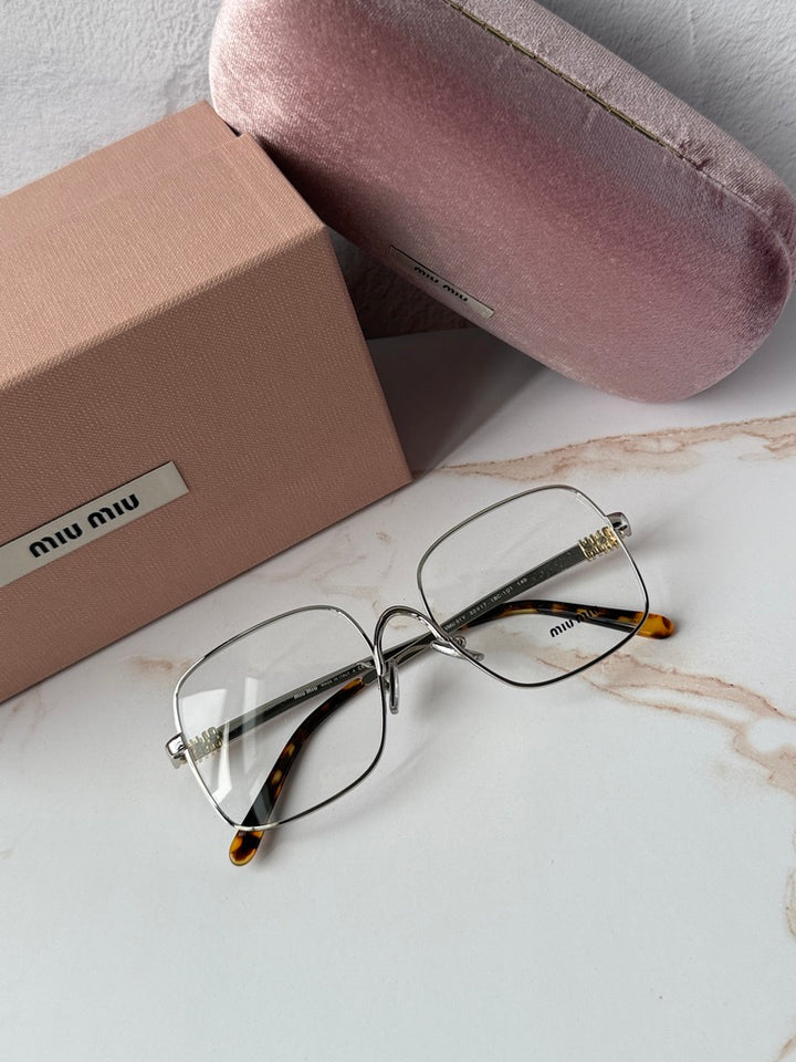Miu Miu MU51YV Silver Oversized Square Eyeglasses Frames