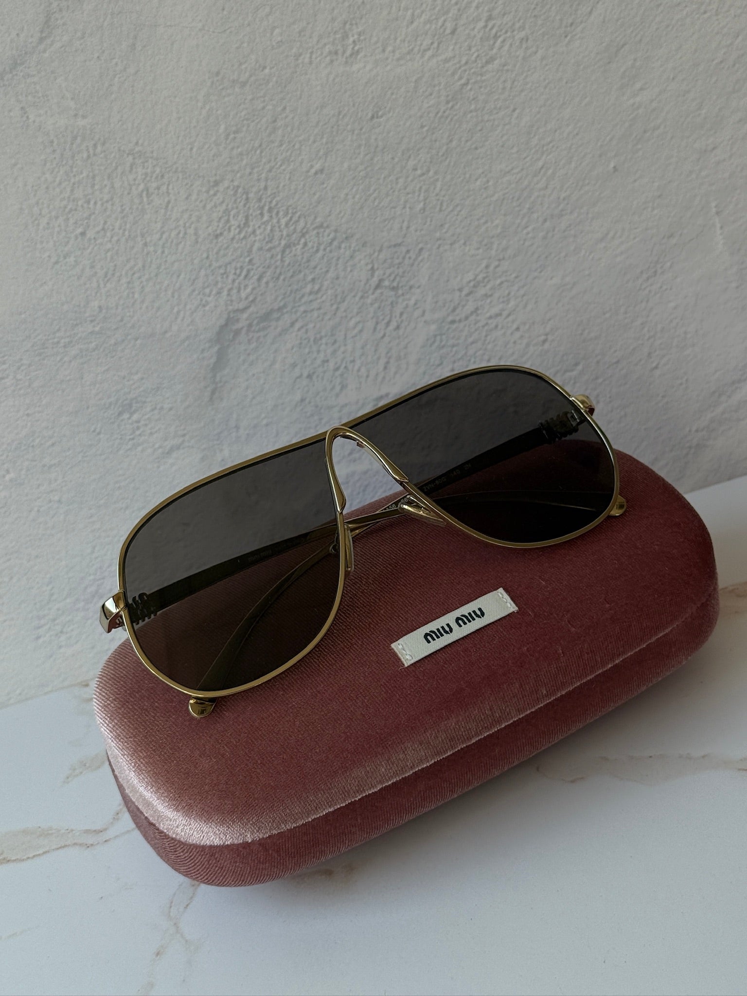 Miu Miu MU A56S Gold Grey Aviator Sunglasses | Designer Daydream