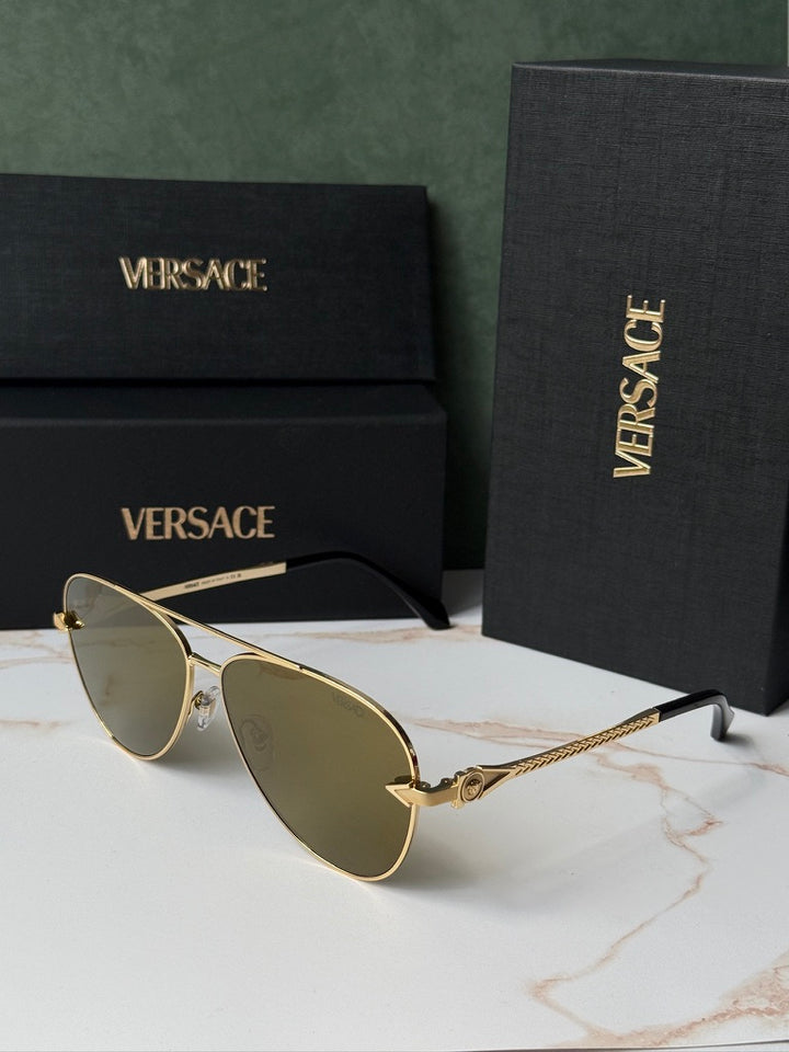 Versace VE2283 Aviator Sunglasses in Gold Mirror