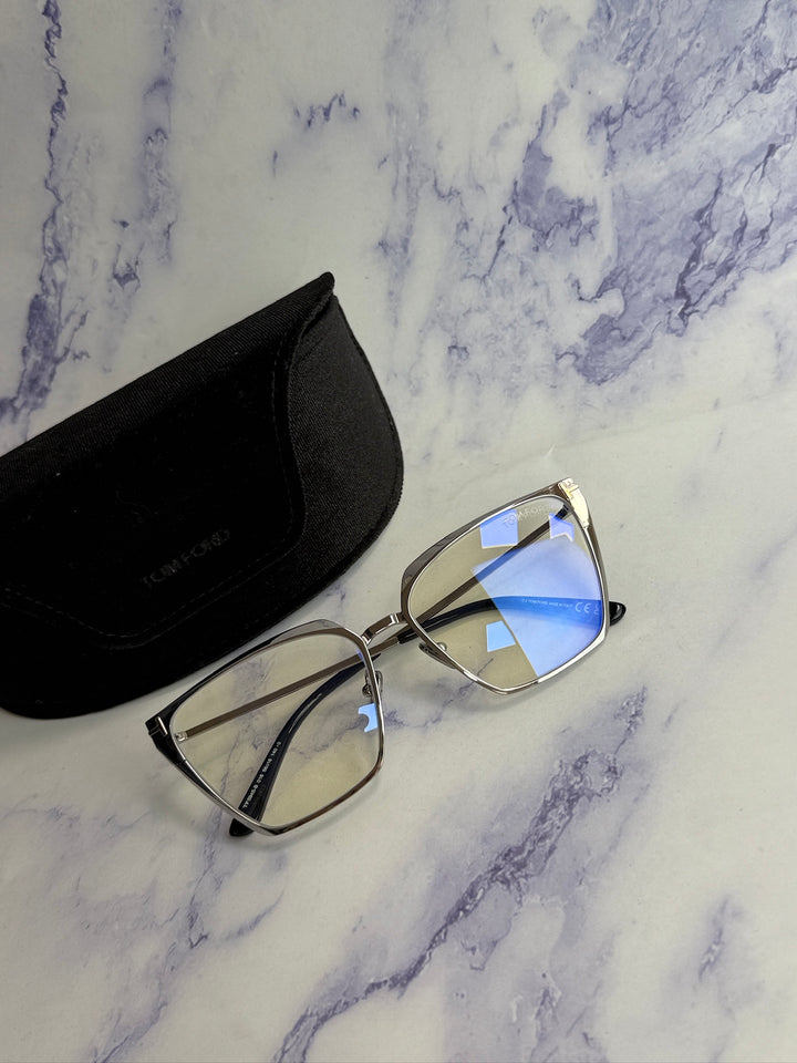 Tom Ford FT5945-B Palladium Cat Eye Bluelight Frames