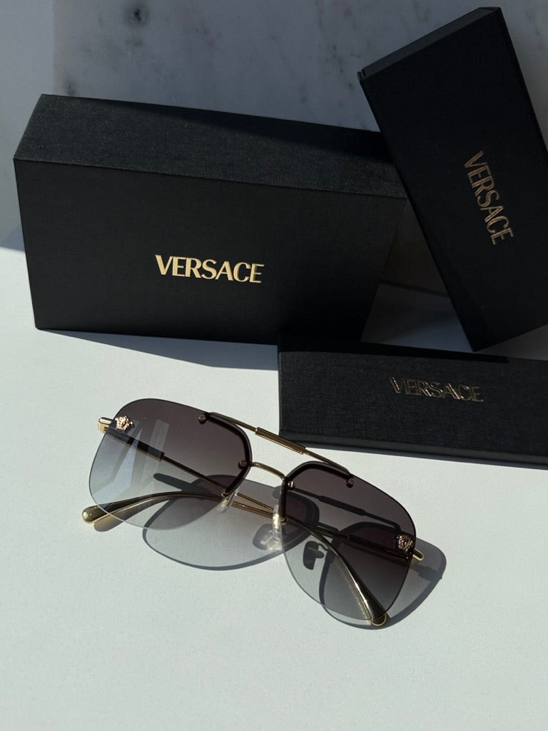 Versace VE2296 Medusa Aviator Sunglasses in Gold Grey