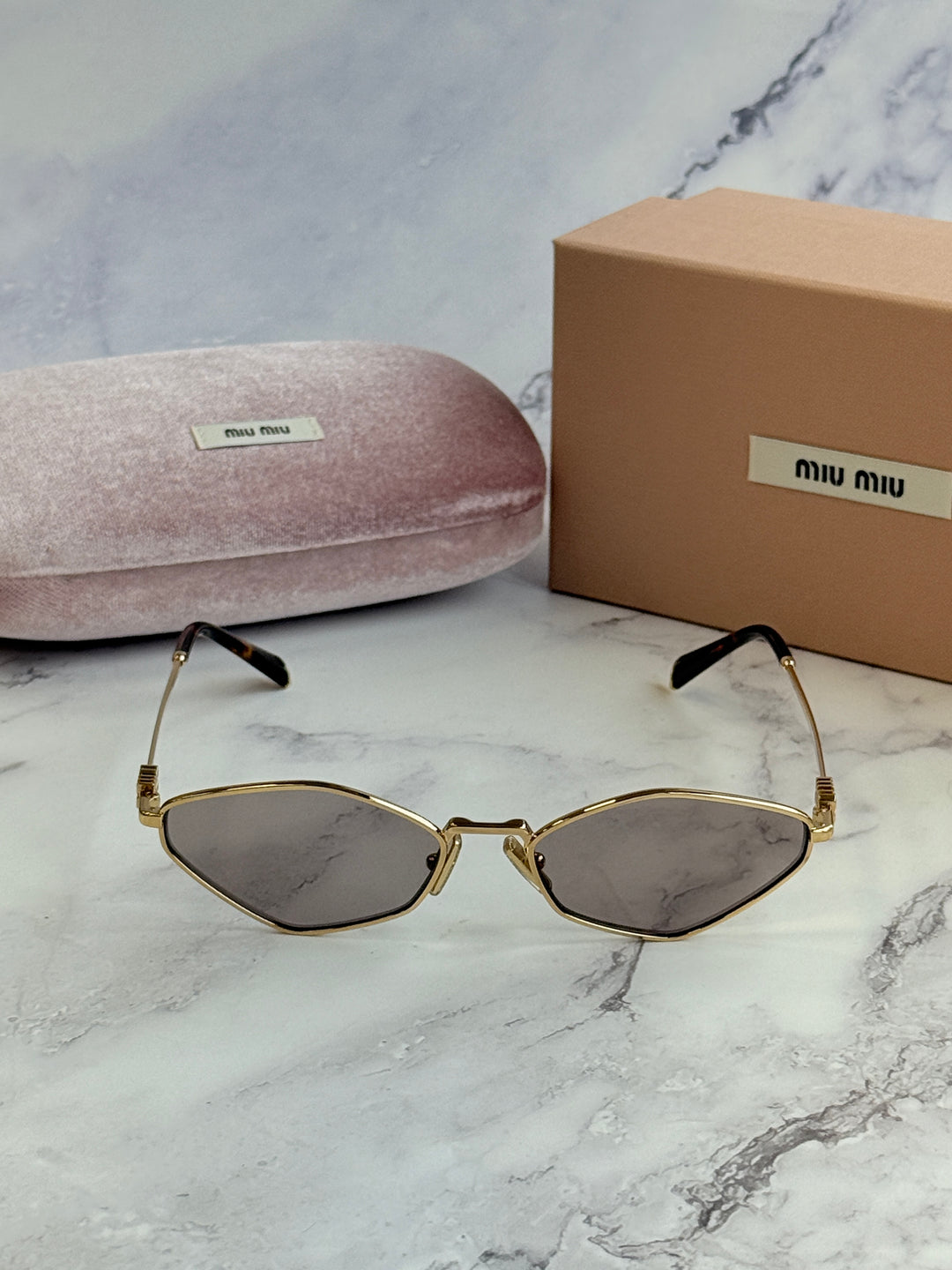 Miu Miu MU56ZS Sunglasses in Gold Light Purple