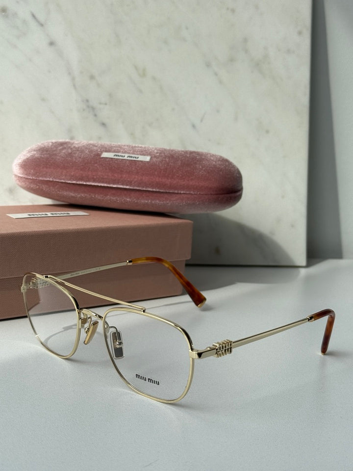 Miu Miu MU51WV Gold Pilot Eyeglasses Frames