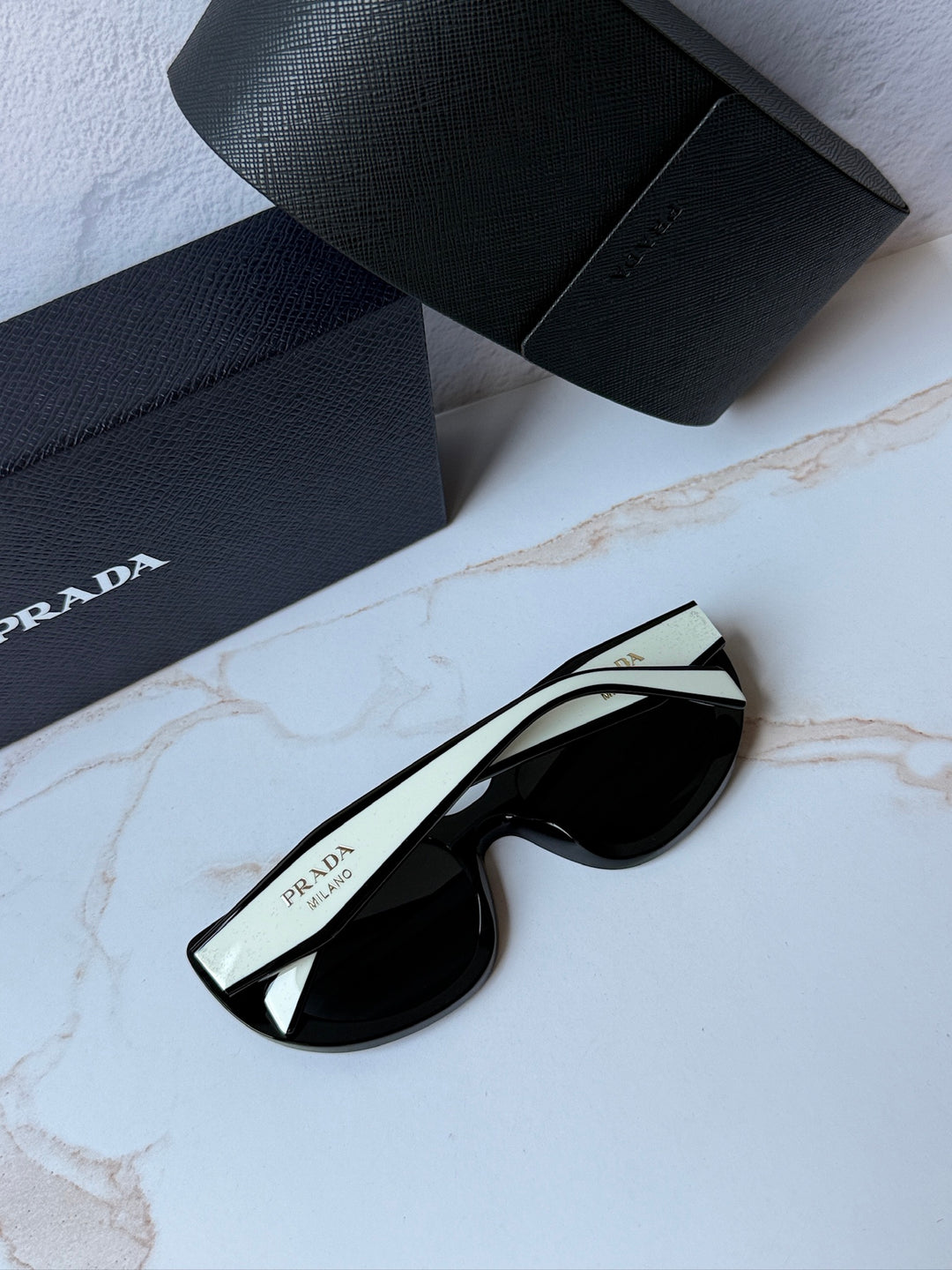 Prada PR D02S Cat Eye Sunglasses in Black White