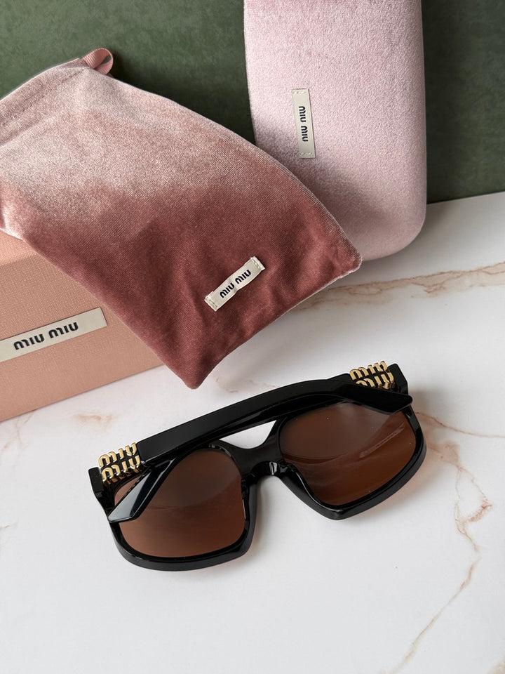 Miu Miu MUA07S Black Brown Oversized Sunglasses