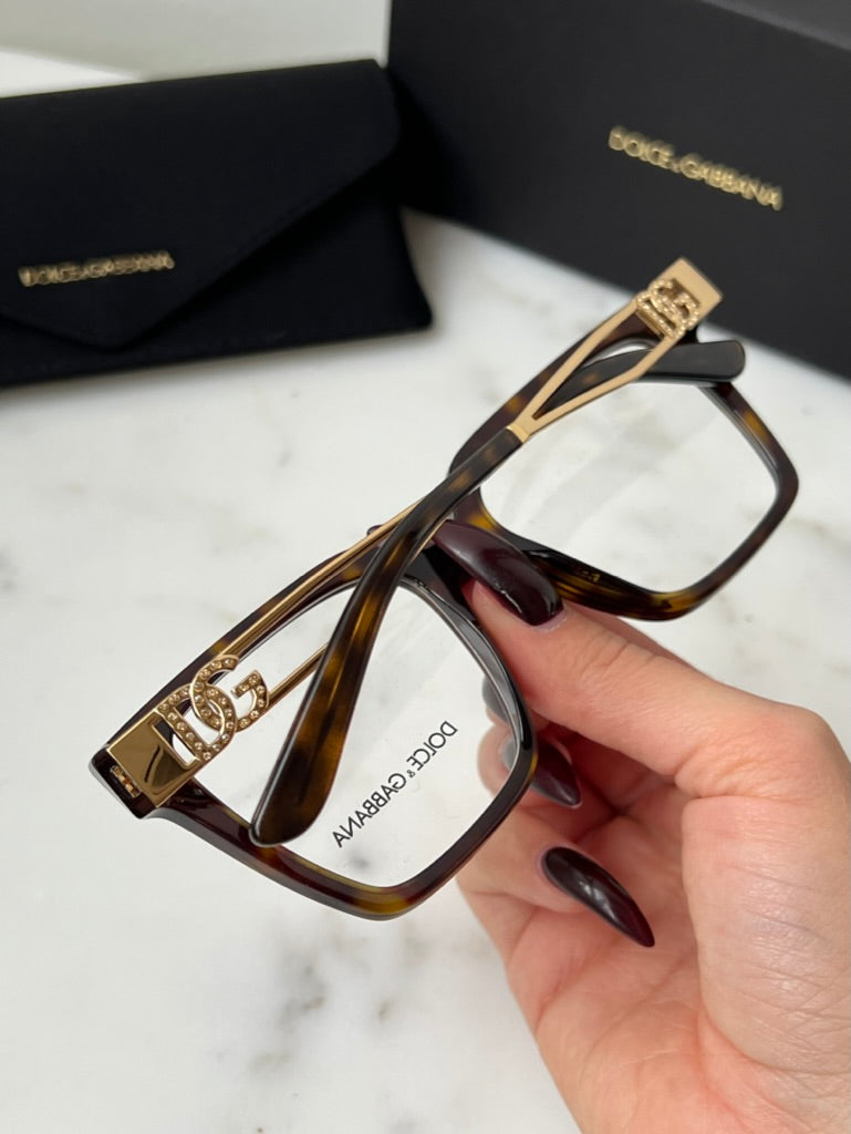 Dolce & Gabbana DG3376B Oversized Brown Strass Frames