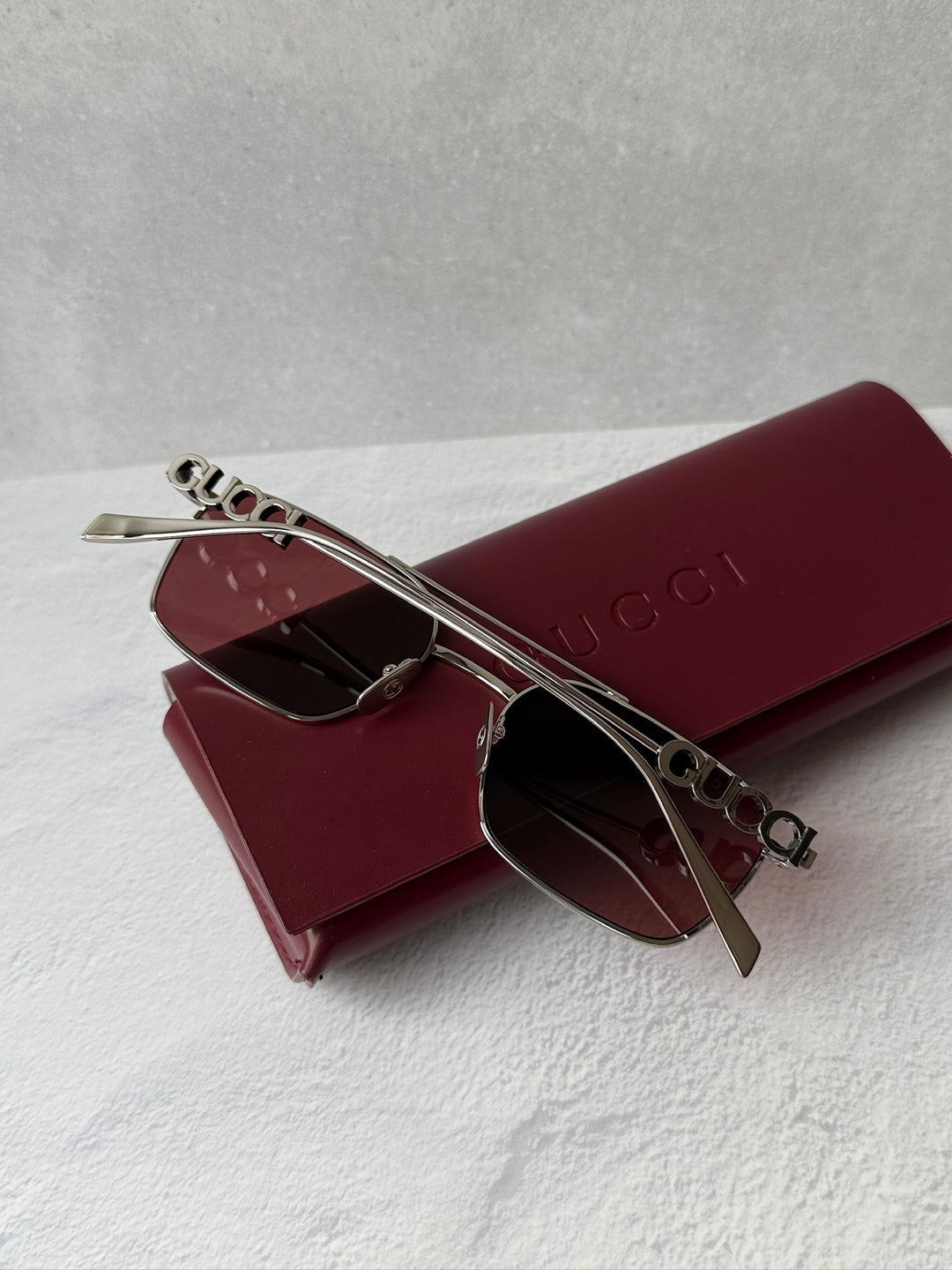 Gucci GG1804S Silver Red Aviator Sunglasses