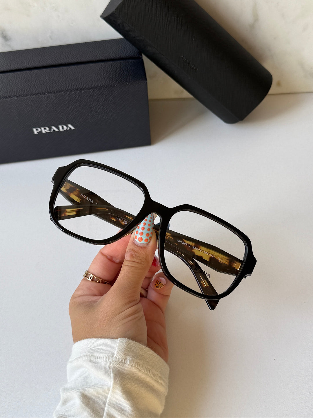 Prada PR B07VD Eyeglasses Frames in Black Havana