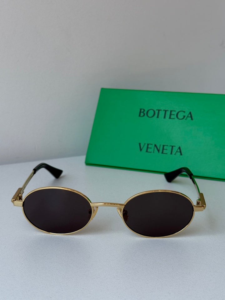 Bottega Veneta BV1470S Oval Gold Sunglasses