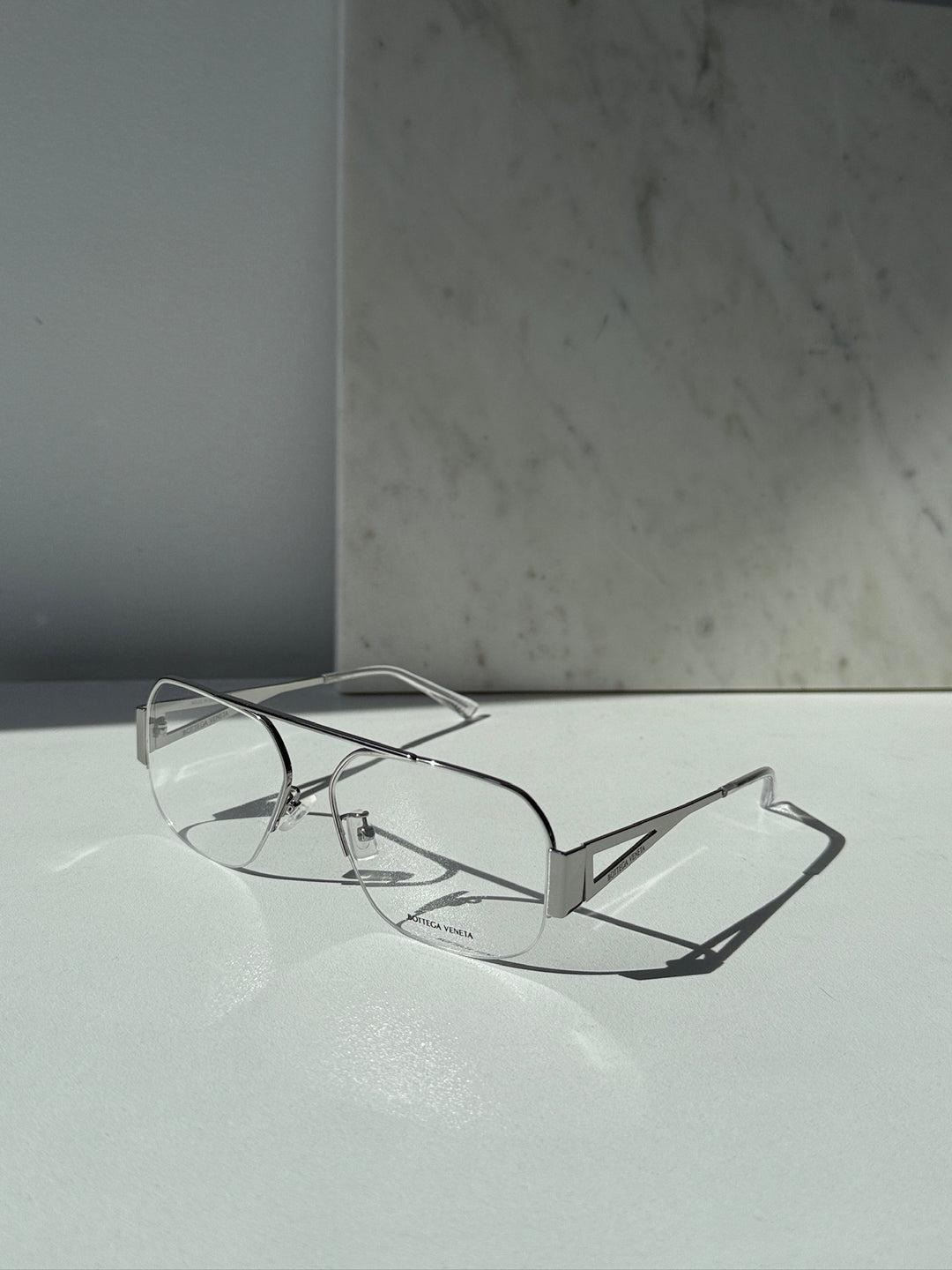 Bottega Veneta BV1067O Aviator Frames in Silver