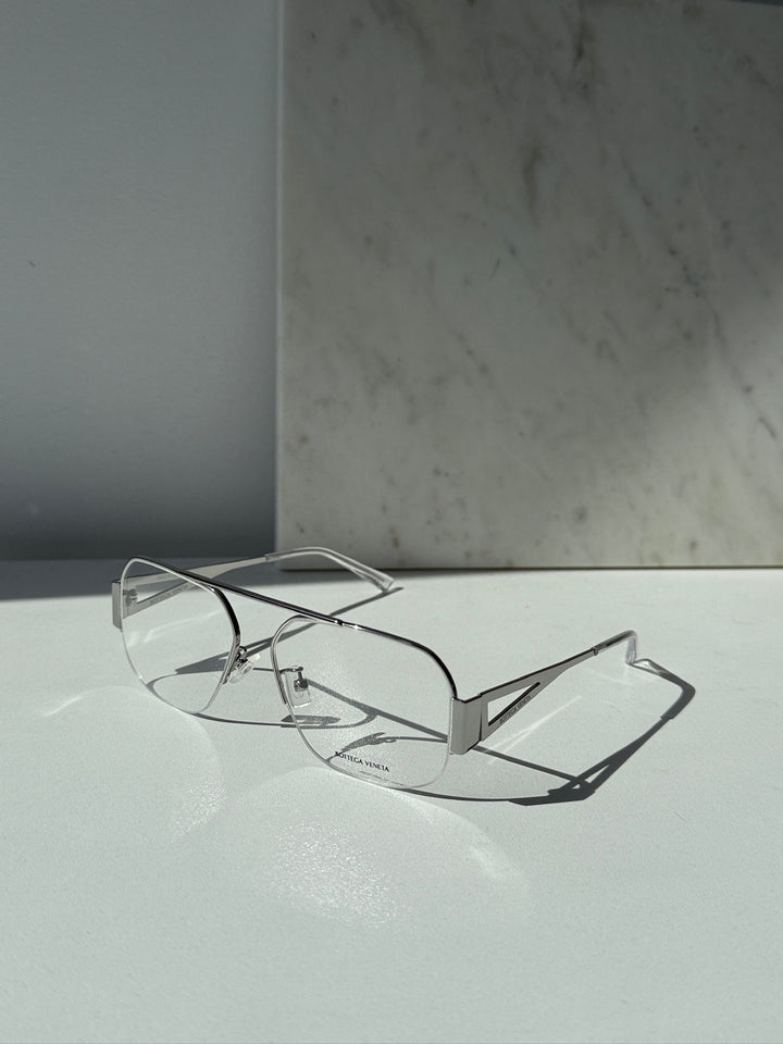 Bottega Veneta BV1067O Aviator Frames in Silver