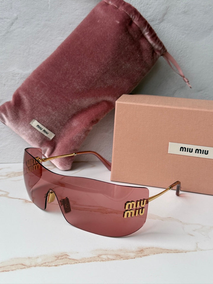Miu Miu MU B53S Red Rimless Mask Sunglasses