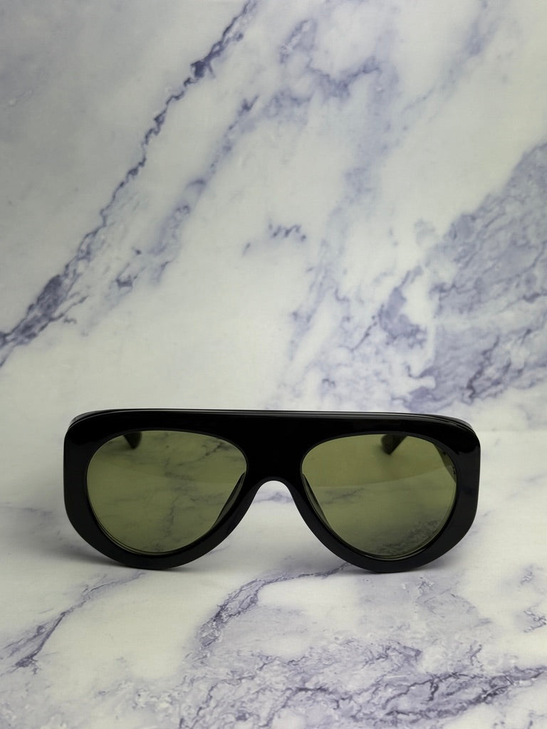 Bottega Veneta BV1362S Oversized Sunglasses in Black Green