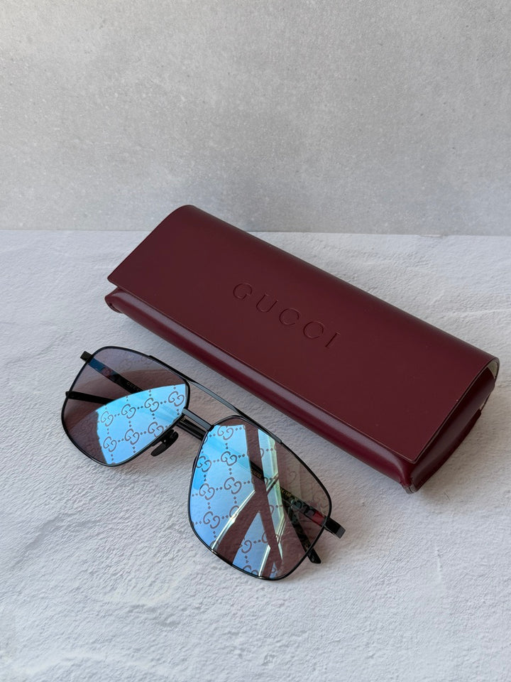 Gucci GG1676S Monogram Mirror Aviator Sunglasses