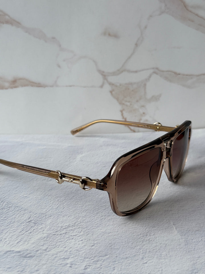 Gucci GG2052S Brown Horsebit Aviator Sunglasses