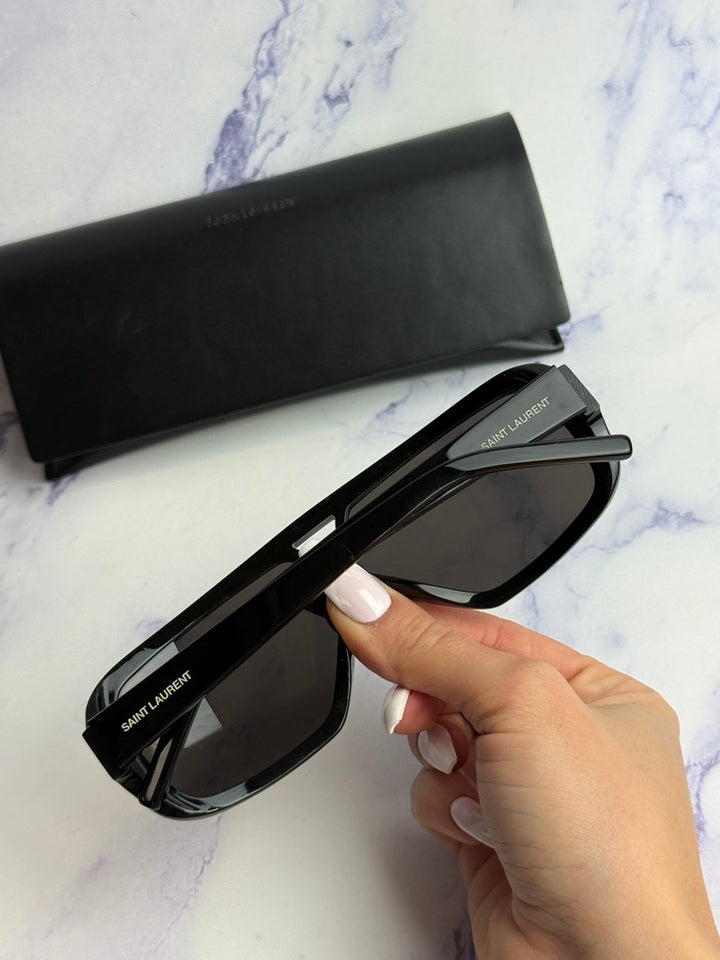 Saint Laurent SL569Y Aviator Sunglasses in Black