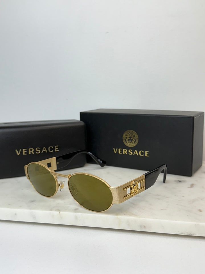 Versace VE2264 Oval Sunglasses in Gold Mirror