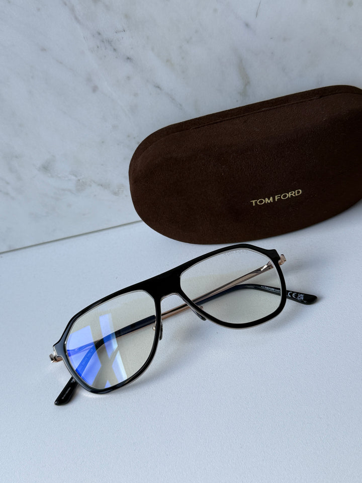 Tom Ford FT5943-B Black Gold Aviator Bluelight Frames