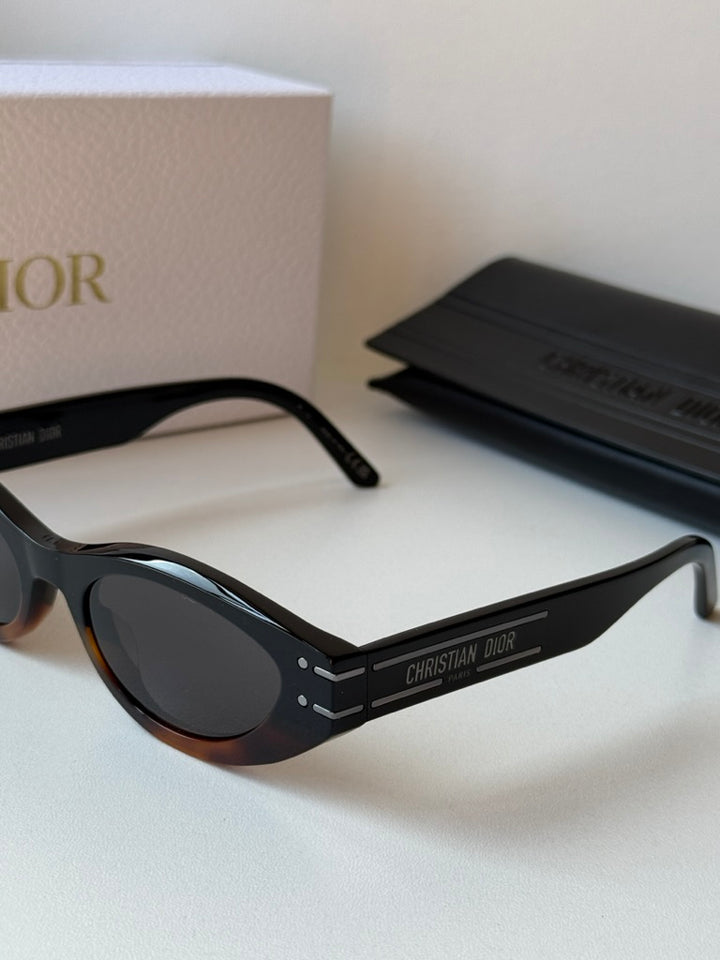 Dior Signature B5I Cat Eye Sunglasses in Black Brown