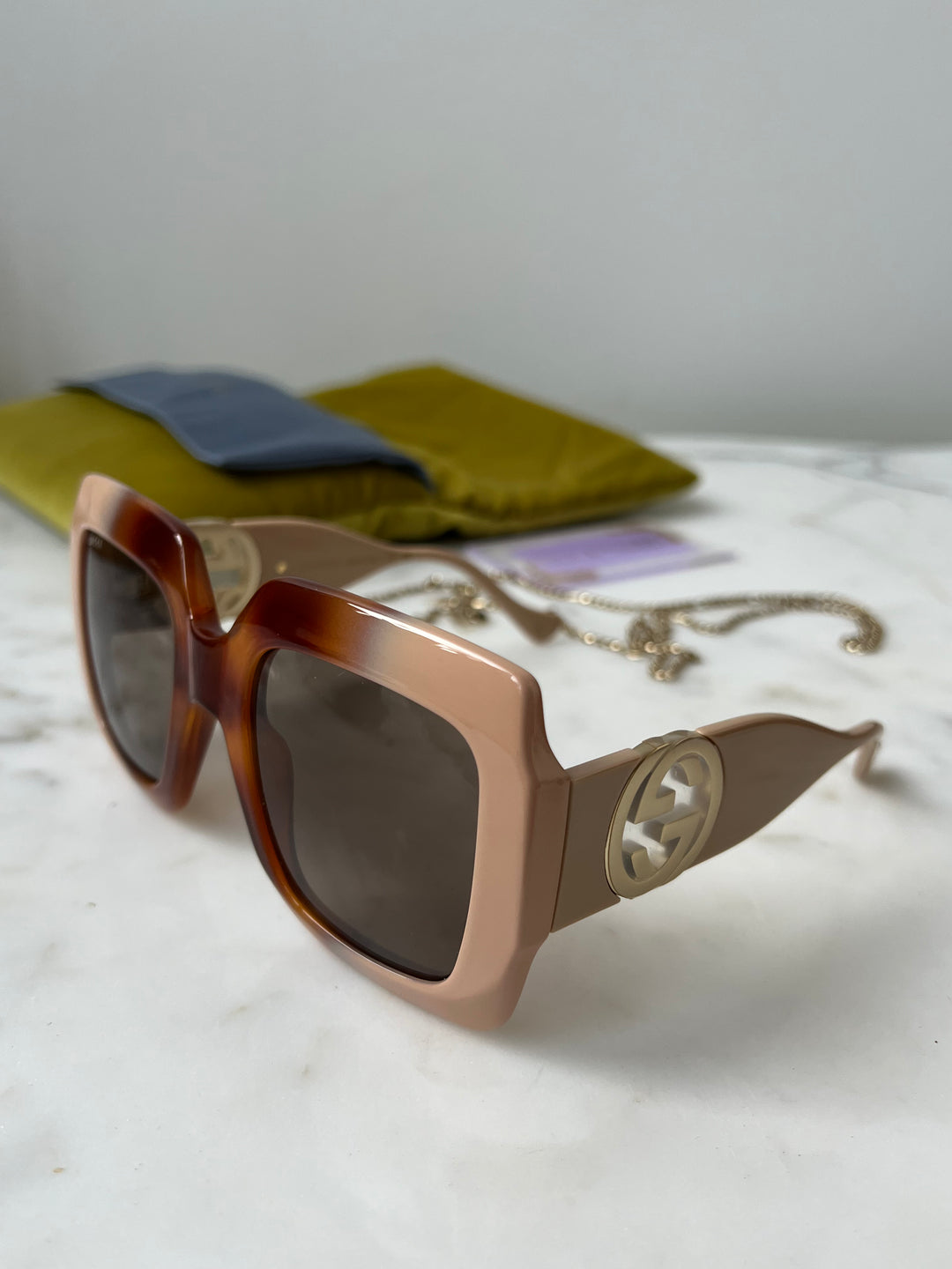 Gucci brown deals square oversized sunglasses