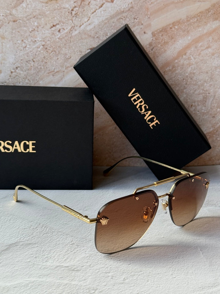 Versace VE2296 Medusa Aviator Sunglasses in Gold Brown