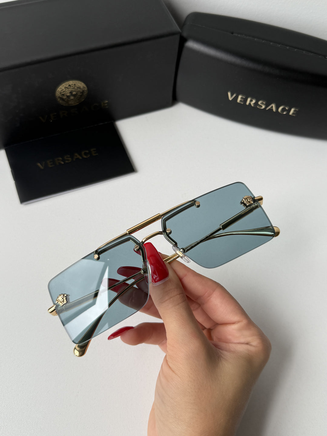 Versace VE2245 Blue Square Medusa Sunglasses