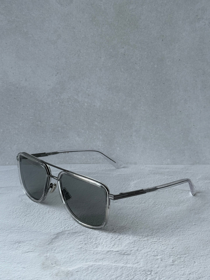 Bottega Veneta BV1463S Squared Aviator Sunglasses in Grey