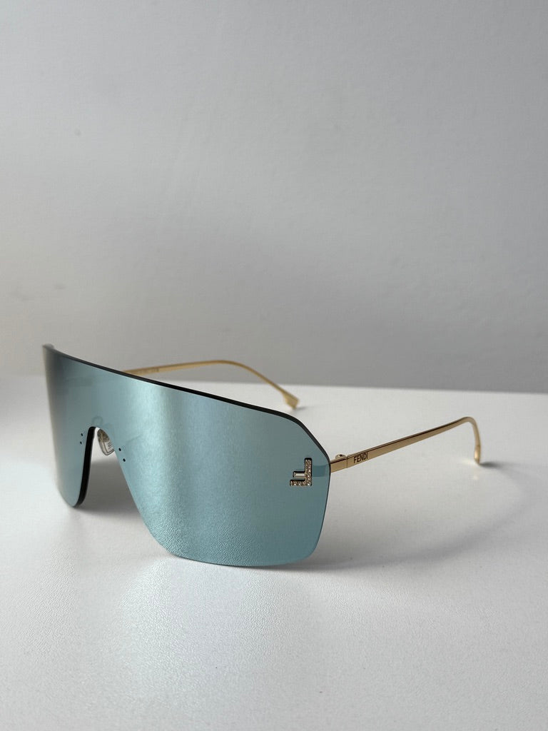 Fendi FE4121US First Crystal Mask Sunglasses in Blue Mirror