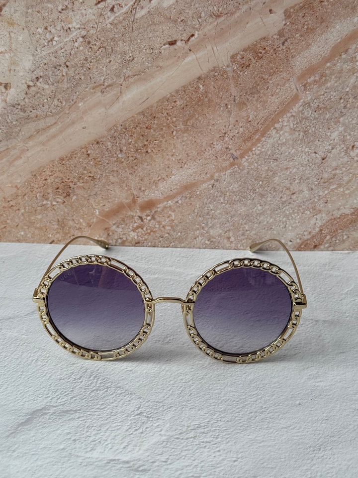 Gucci GG1112S Collar de cadena Gafas de sol rectangulares 