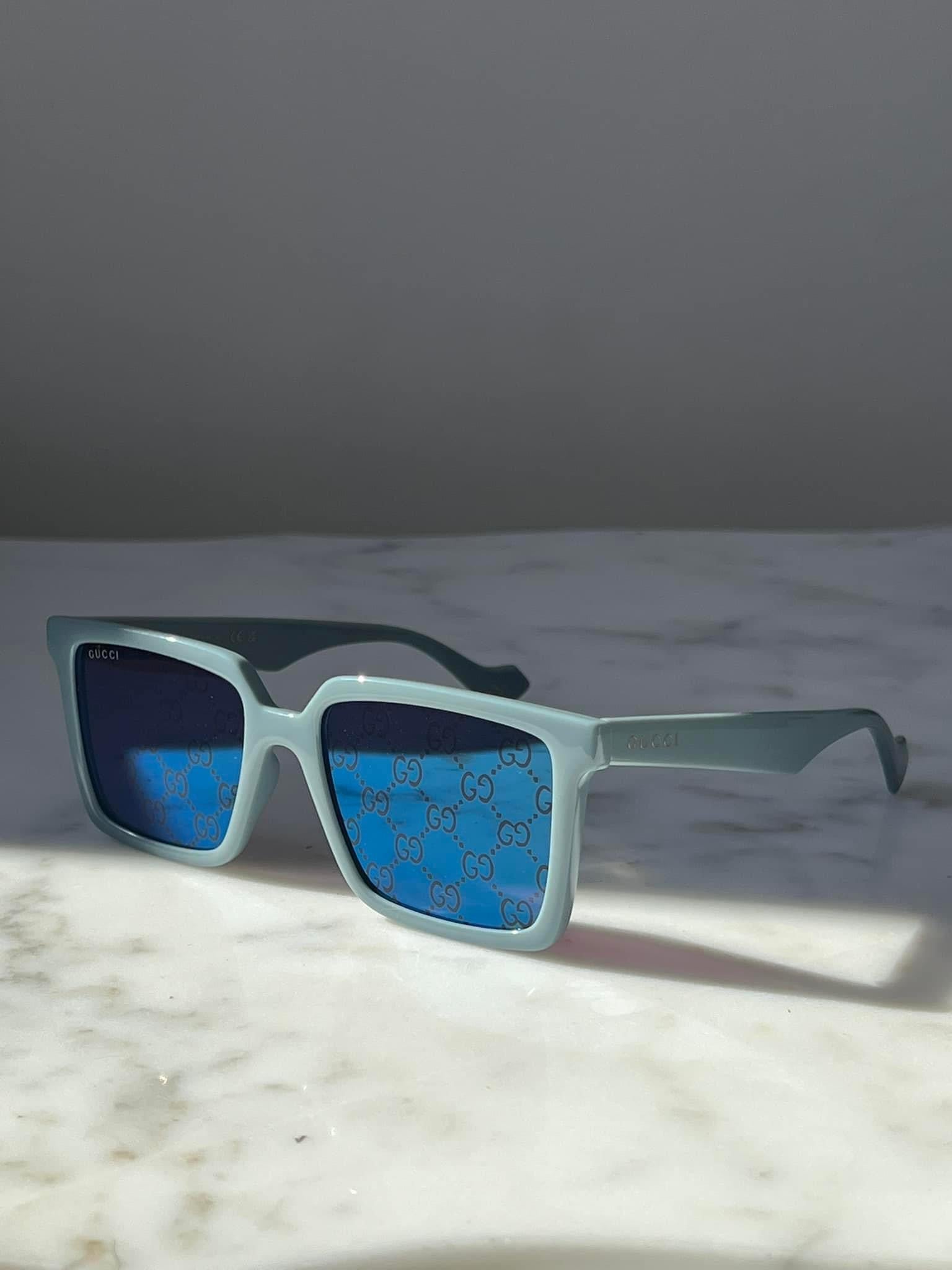 Gucci GG1540S Square Logo Mirror Sunglasses in Blue Designer Daydream