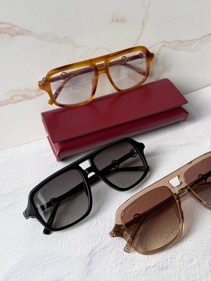 Gucci GG2052S Brown Horsebit Aviator Sunglasses