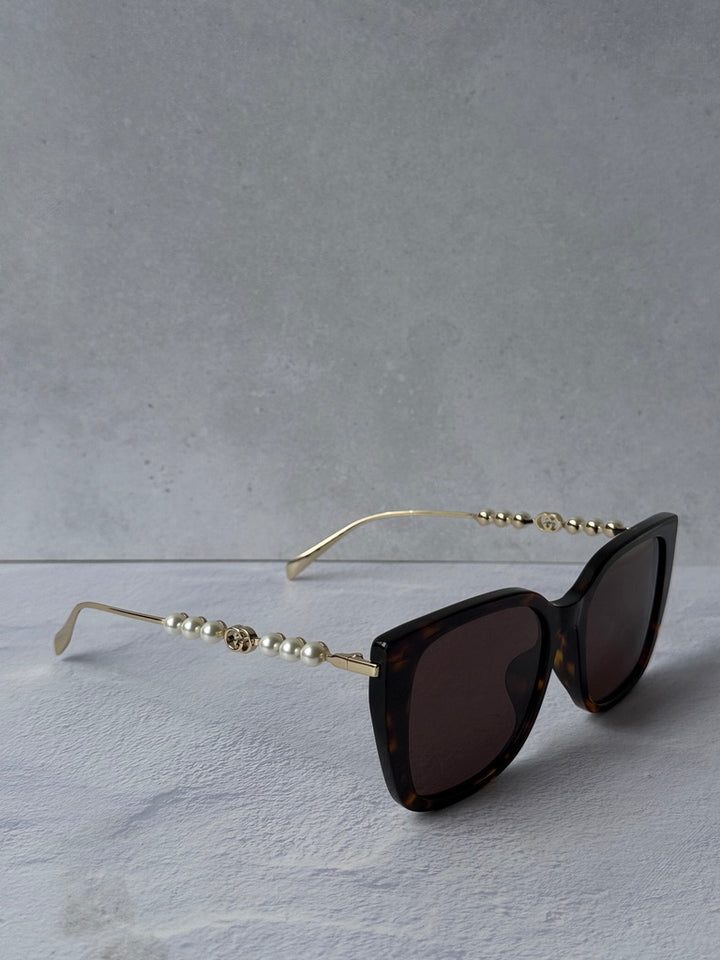 Gucci GG1971SA Square Pearl Sunglasses in Havana Brown