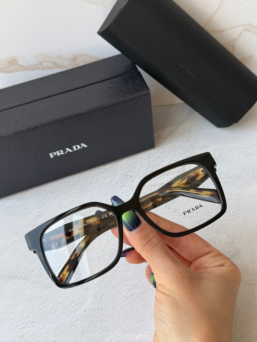 Prada PR B03V Eyeglasses Frames in Black Tortoise