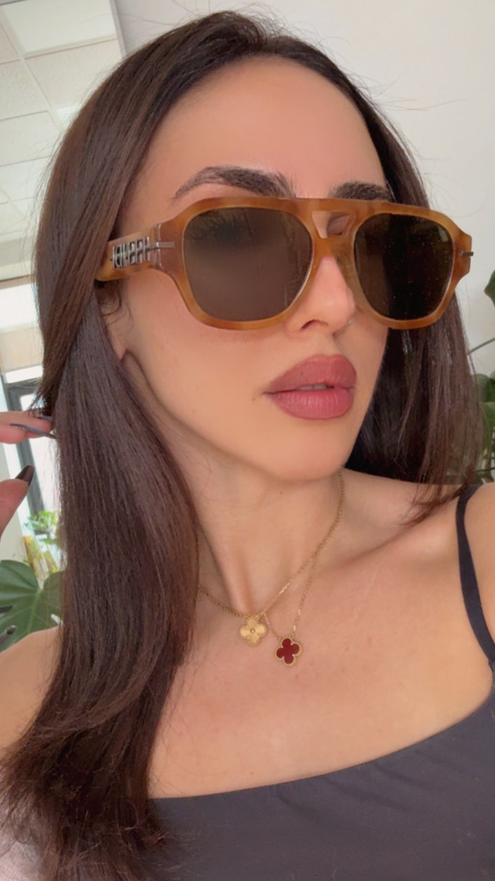 Fendi FE40130F Aviator Sunglasses in Brown