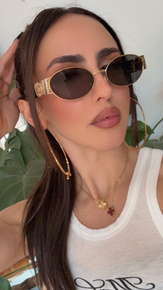 Versace VE2299 Oval Medusa Sunglasses in Gold Grey