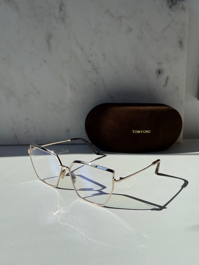 Tom Ford FT5946-B Gold Cat Eye Bluelight Frames