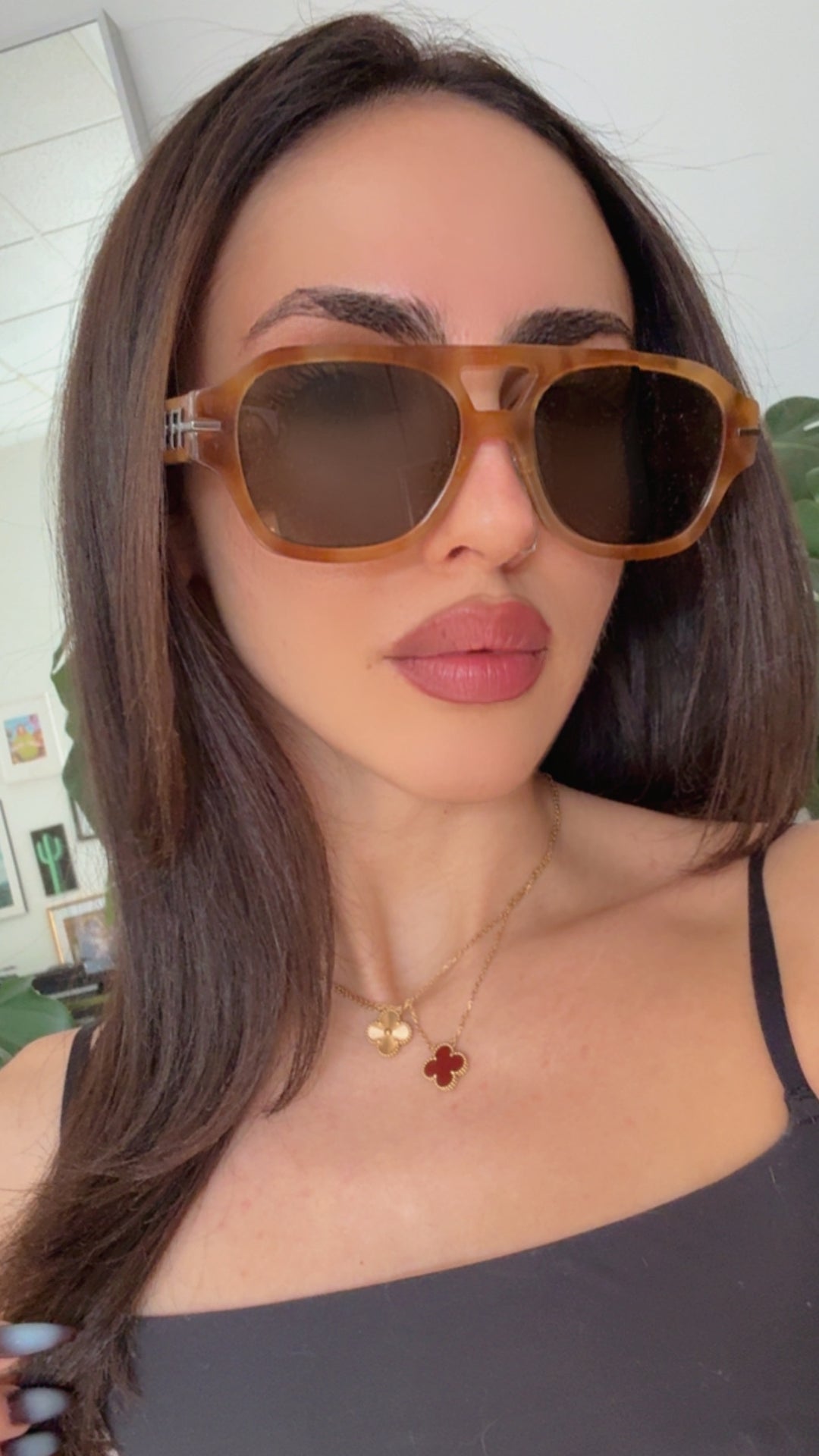 Fendi FE40130F Aviator Sunglasses in Brown