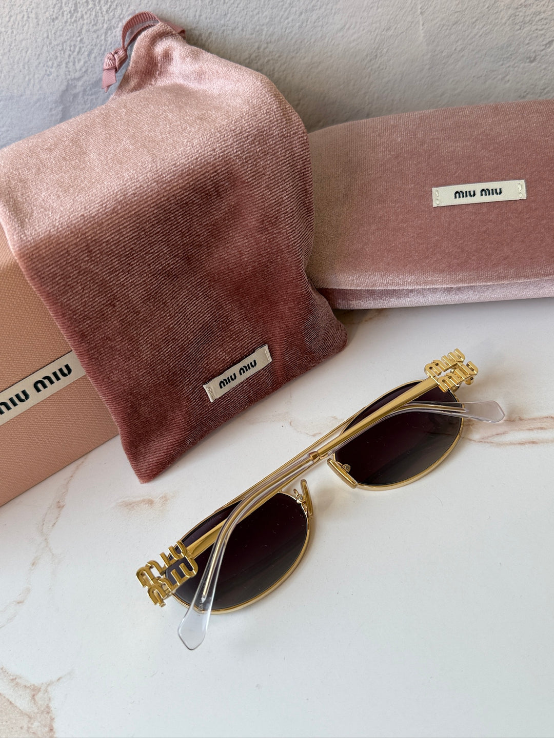 Miu Miu MU54ZS Sunglasses in Antique Gold Grey