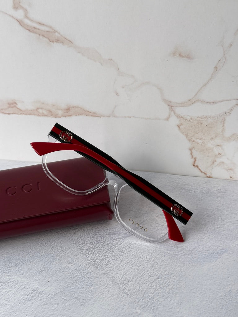 Gucci GG0278ON Transparent Clear Striped Leg Frames
