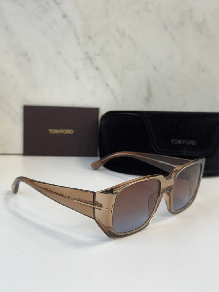 Tom Ford Ryder FT1035 Square Sunglasses in Shiny Light Brown