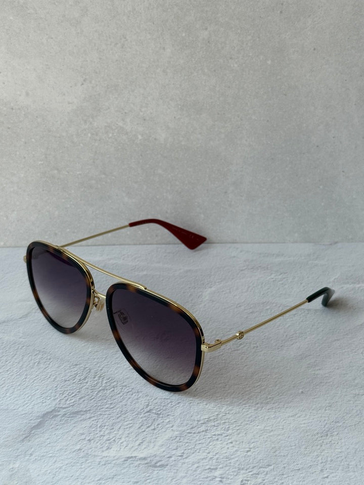 Gucci GG0062S Aviator Sunglasses in Havana Brown