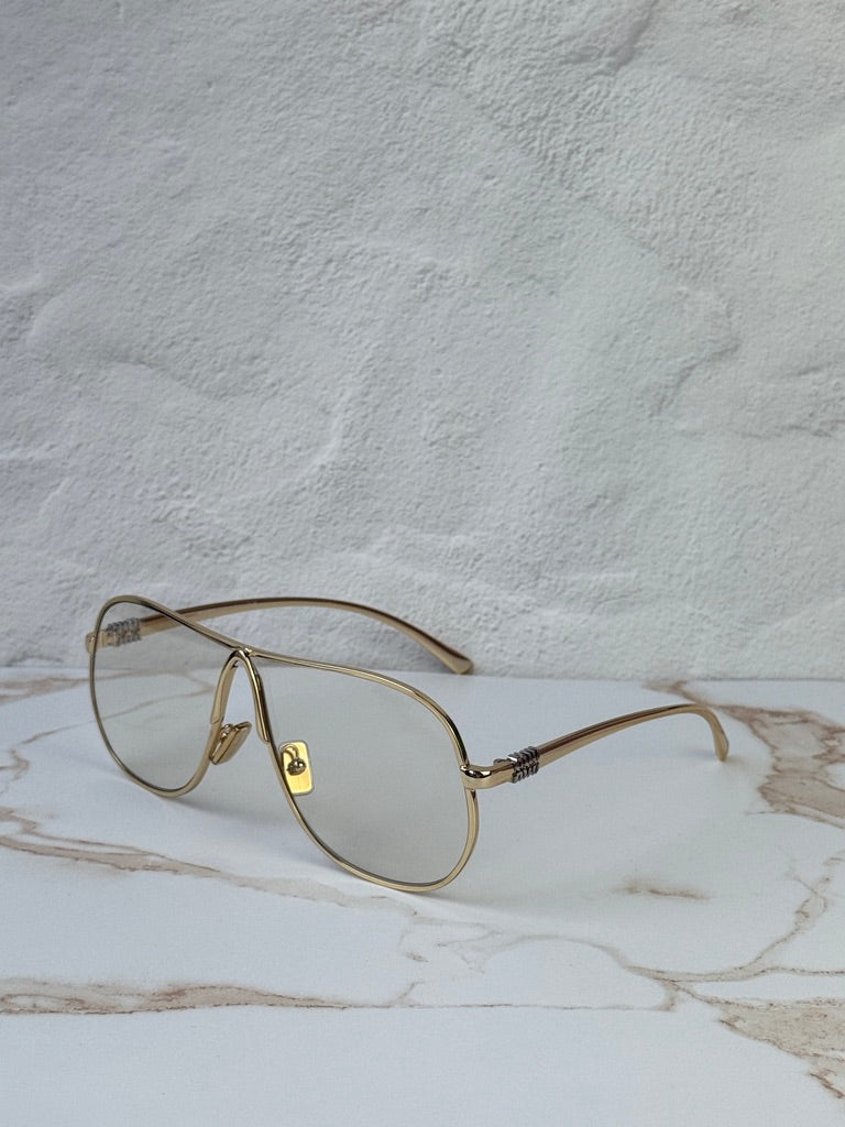 Miu Miu MU A56S Gold Bluelight Aviator Sunglasses