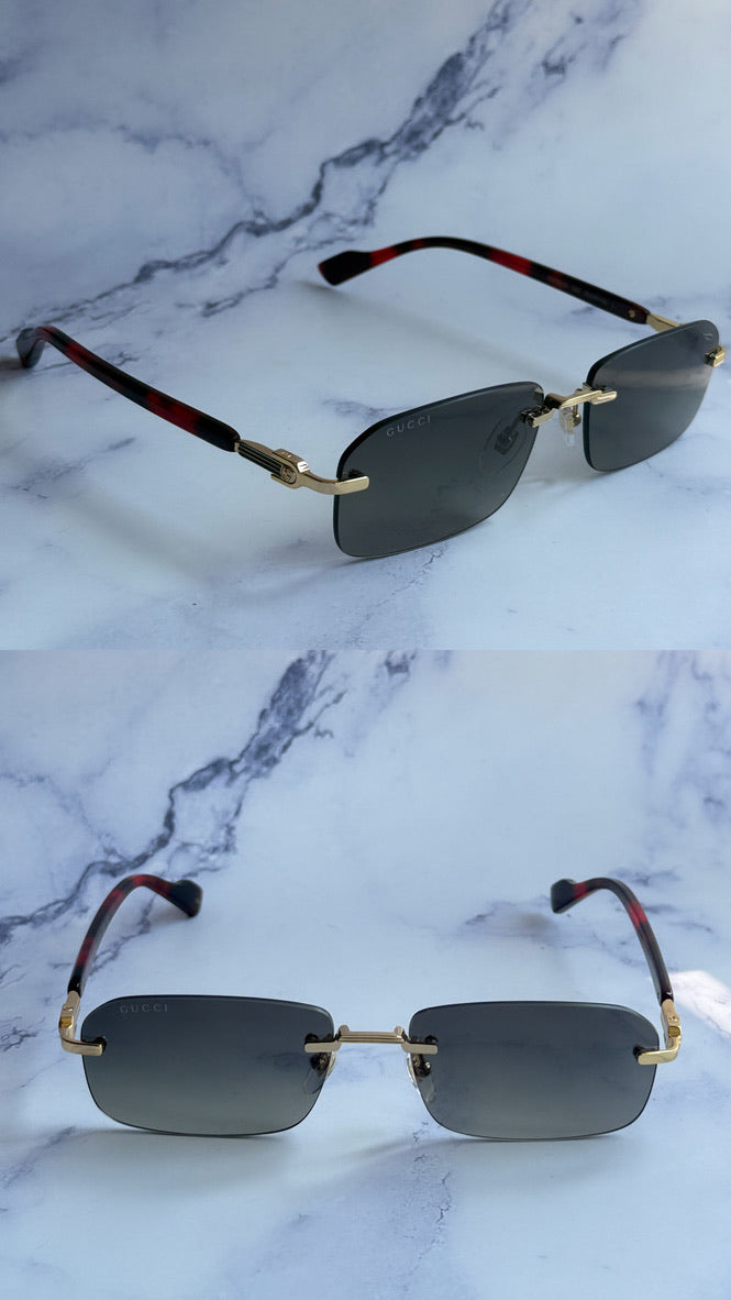 Gucci GG1221S Gafas de sol sin montura con monograma marrón