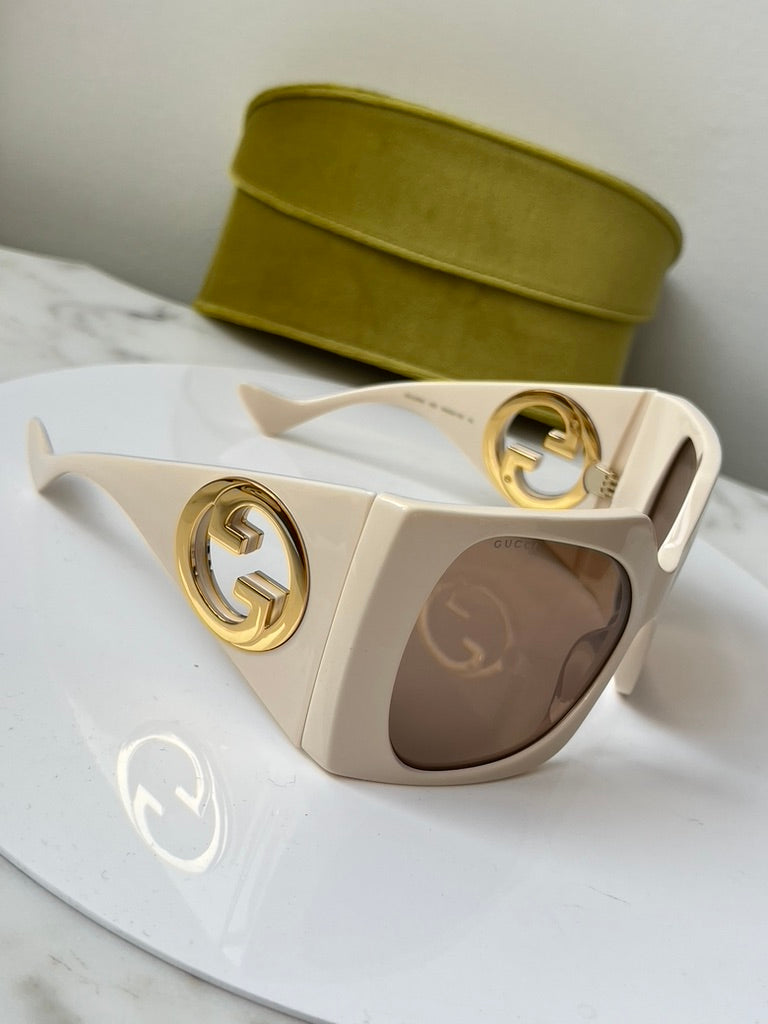 Gucci GG1255S Oversized Mask Ivory Sunglasses – Designer Daydream