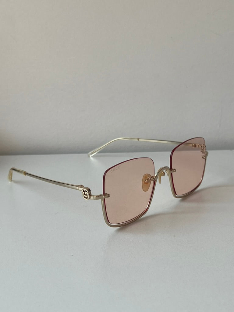 Gafas de sol cuadradas sin montura en dorado Gucci GG1279S